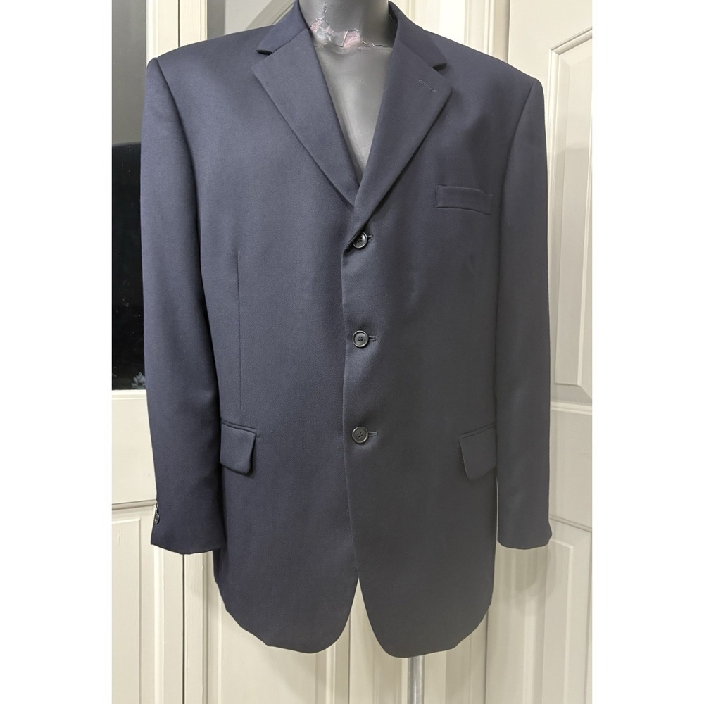 Linea Uomo 48R Navy Blue Modern Fit 100% Wool Mens Blazer Suit Jacket Sport Coat